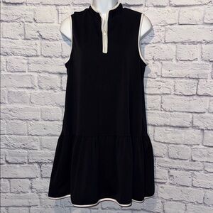 Motion Black Sleeveless Tennis Dress/Skort with White Zipper Trim